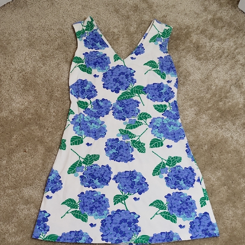 MAHI GOLD Blue and Green Floral Mini Dress